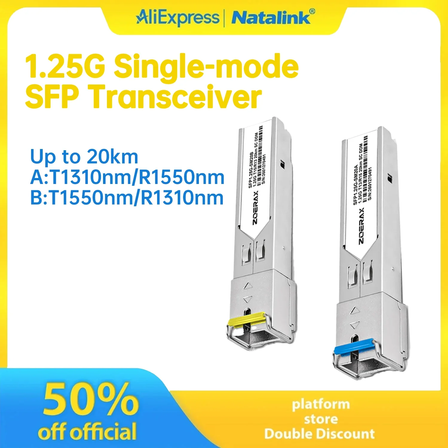 natalink-125g-bidi-sfp-モジュール-20km-1310-1550nm-シンプレックス-sc-smf-ファイバートランシーバー-ddm-ギガビット搭載-cisco-スイッチ対応