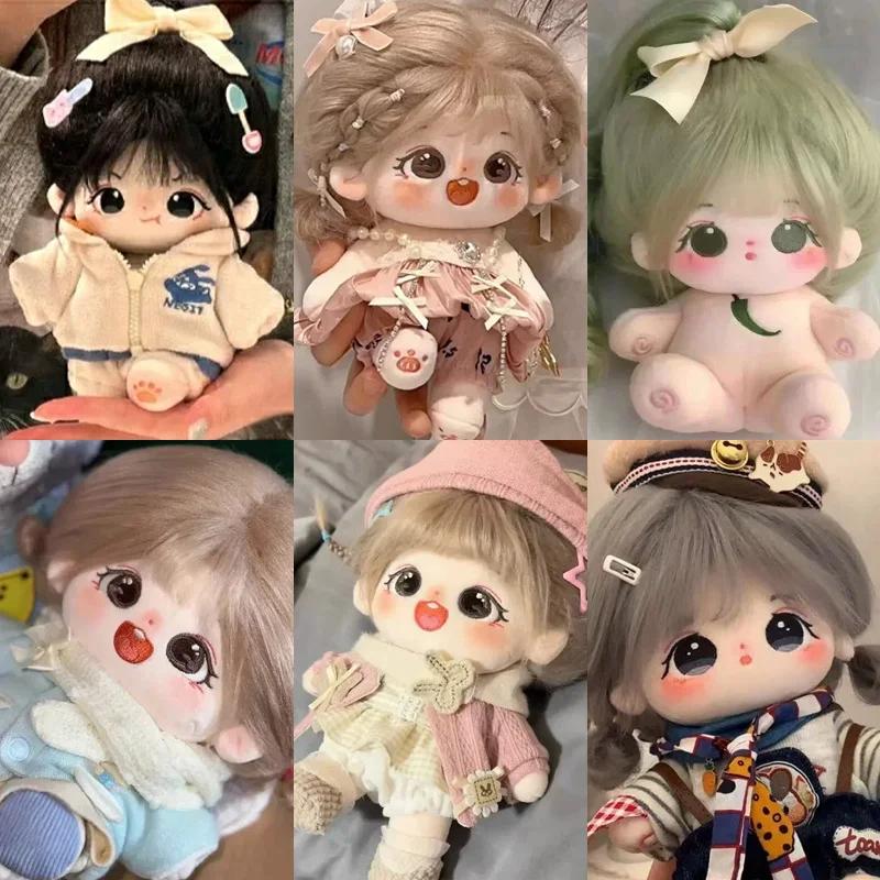 

20cm Plush Idol Doll Without Clothes Cotton Star Dolls Kawaii Long Hair Girl Plush Toys For Fans Collection Gifts