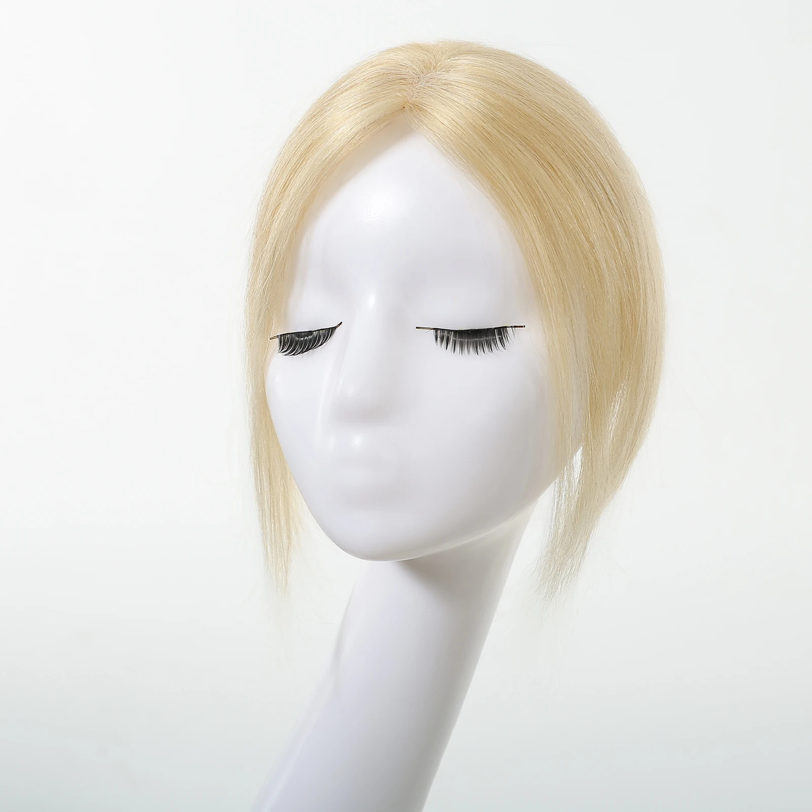 10 Inch Real Human Hair Topper Light Blonde 100% Human Hair Silk Straight Clip in Hair Pieces for Women with Loss Hair Daily Use