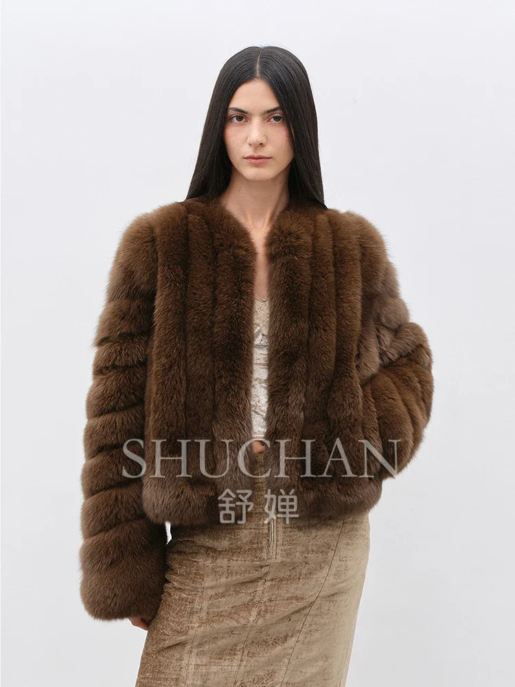 Winter 2024 Luxury Style Fox Fur Jacket Winter Thick Wram Casacos Femininos Inverno  Fox Fur Coat  Abrigos Largos