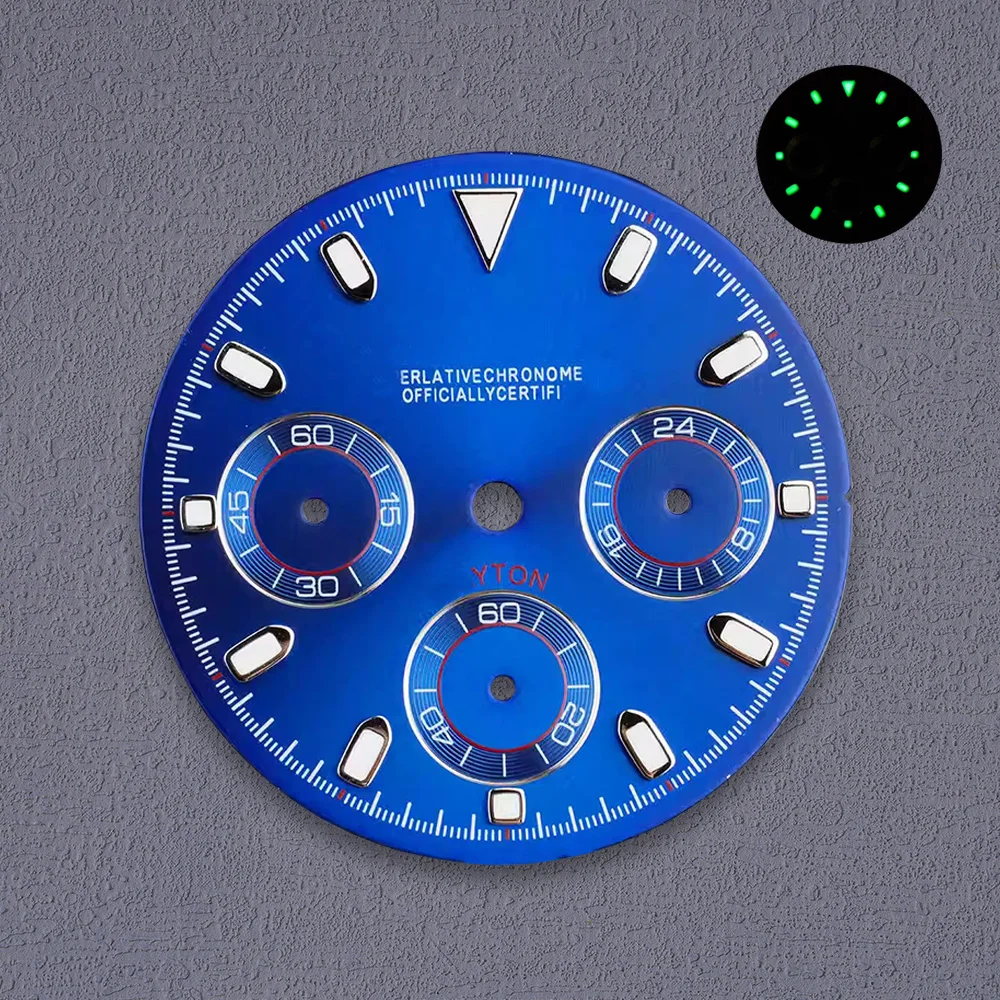 High Quality Green Luminous VK63 Dial S Logo 29.5mm Panda Dial For VK63 Movement Watch Modification Accessories
