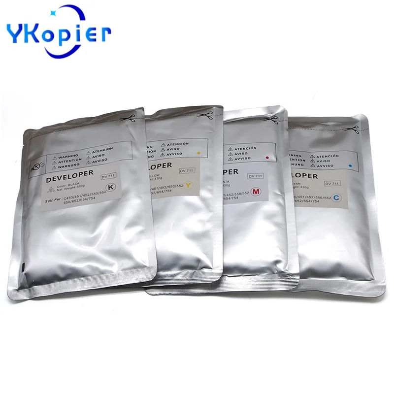 DV711 500G K порошок разработчика для Konica Minolta Bizhub C450 C451 C452 C550 C552 C650 C652 C654 C754 430G CMY Developer