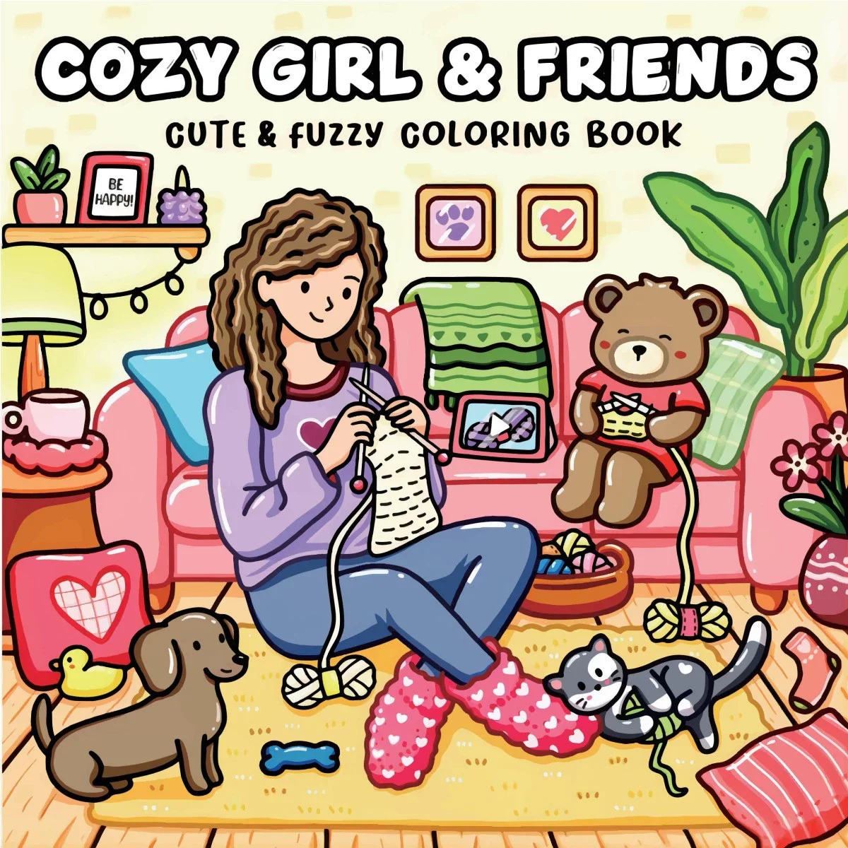

COZY GIRL & FRIENDS Bold-easy Patterns Coloring Book for Adults Cute Drawing Book Perfect Gift for Party and Birthday