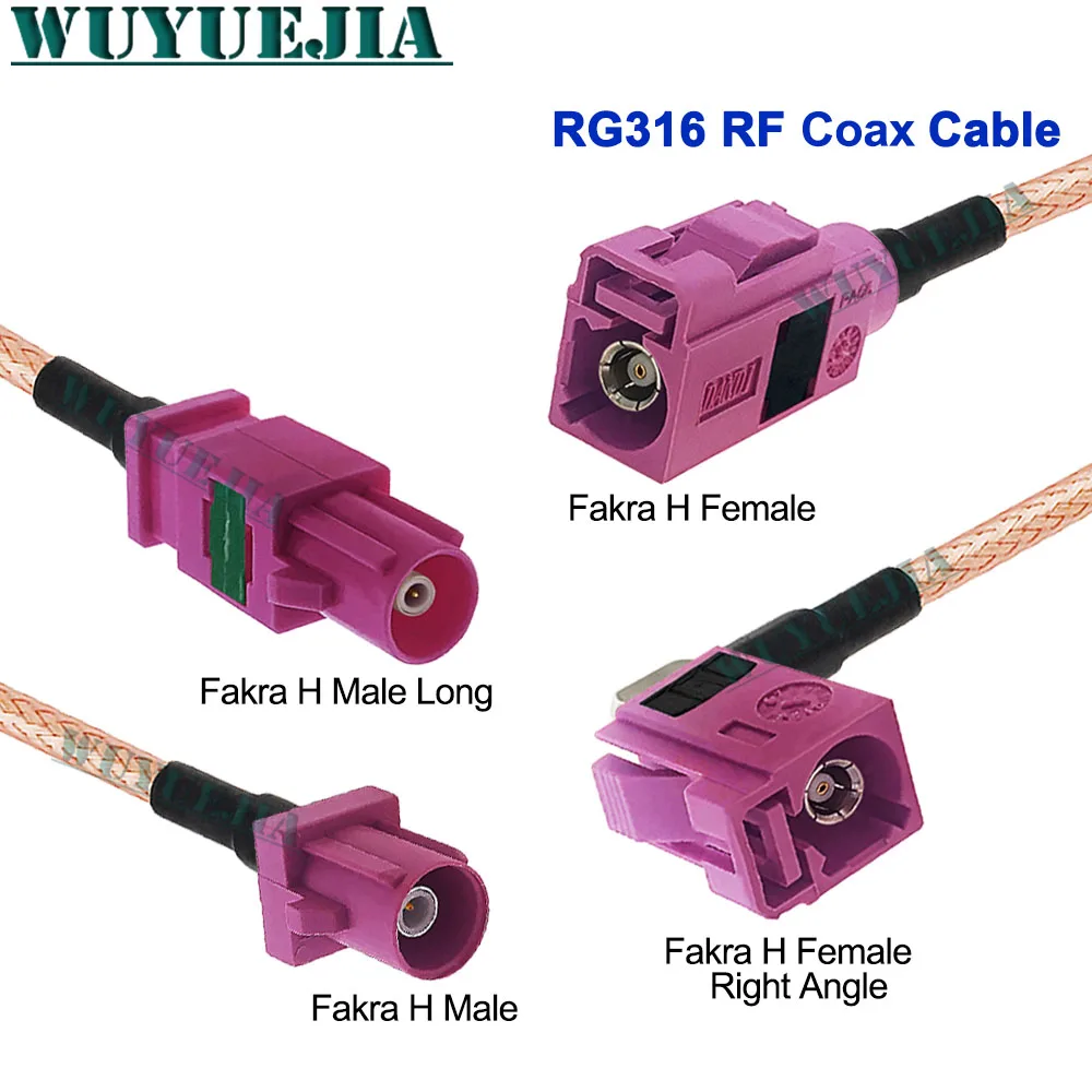 Heather Violet Fakra H Male to H Female Connector 50 ohm RG-316 Coaxial Cable WIFI Router Antenna Extension Pigtail Cord Jumper