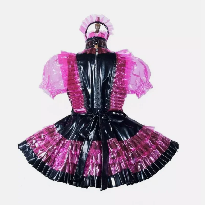 Girl Baby Sissy Maid Pink PVC Lockable Dress cosplay costumes Tailor-made