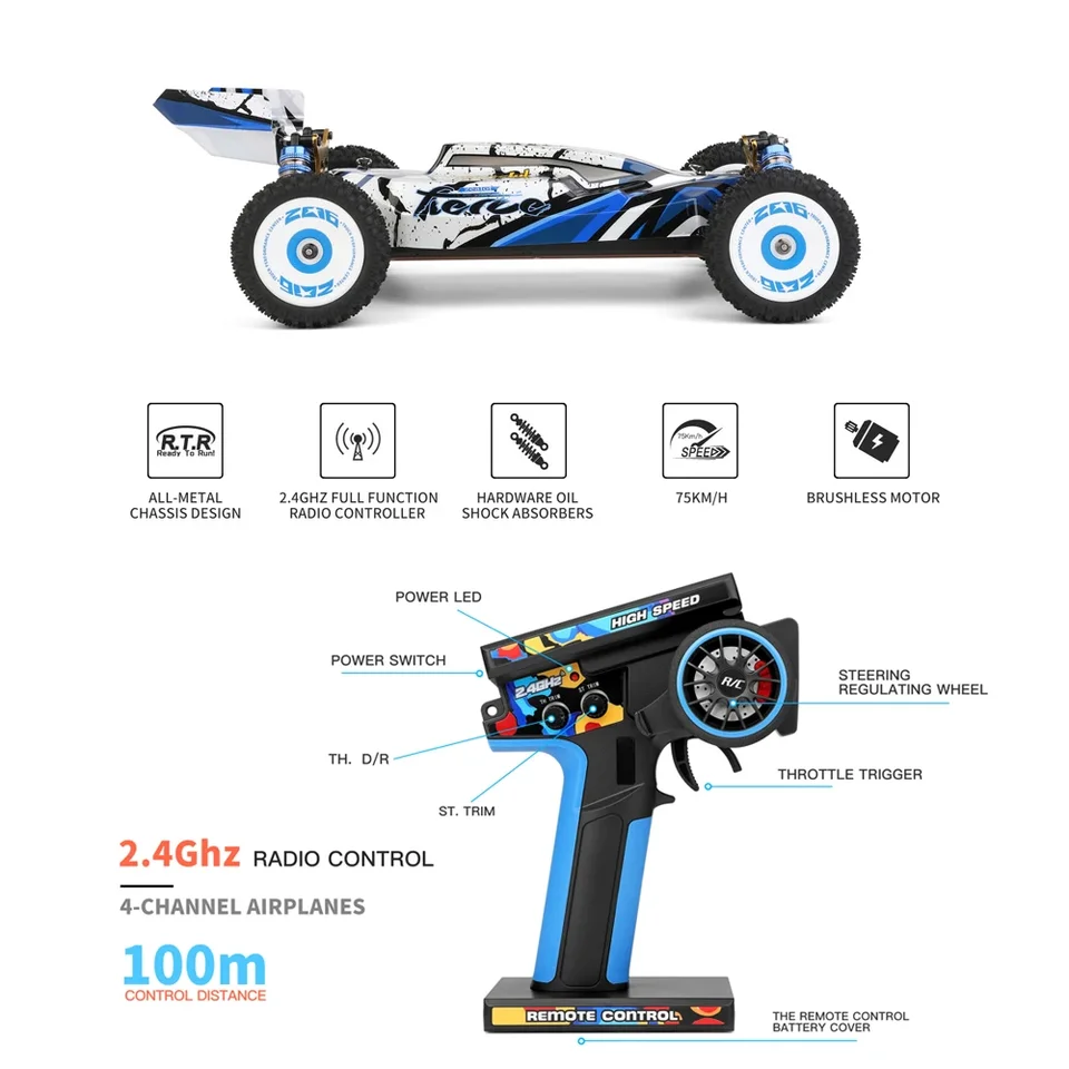 WLtoys 124017 (V2) RCカー - ブラシレスリモートコントロールカー 1
