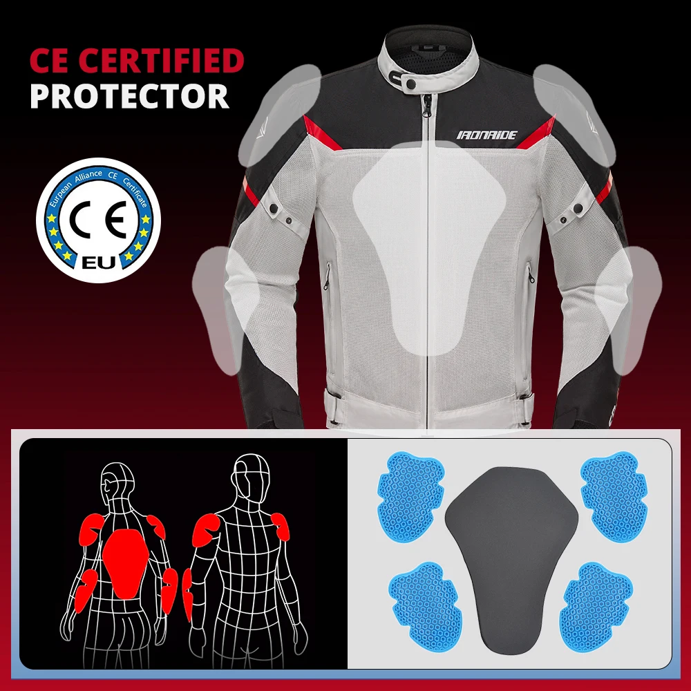 Men Mesh Breathable Moto Jacket Summer Motorcycle Jacket RidingOutdoor Rider Riding Pants Wear Detachable Clothing