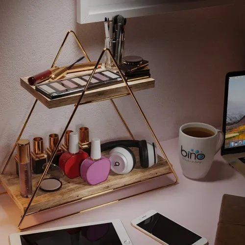 Triangle Solid Stainless Gold Color Table Serving Rack HBV00000RD9GS1