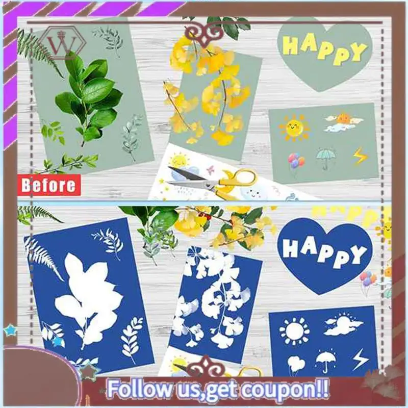 ABBG-32Pcs A5 ورق فني للشمس مع أداة بلاستيكية واحدة لطباعة الشمس مجموعة ورق التصوير الشمسي الحساس للضوء