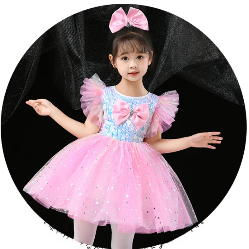 

Children's children's costume fluffy skirt girl sequined gauze dress chorus dance princess dress performance clothing