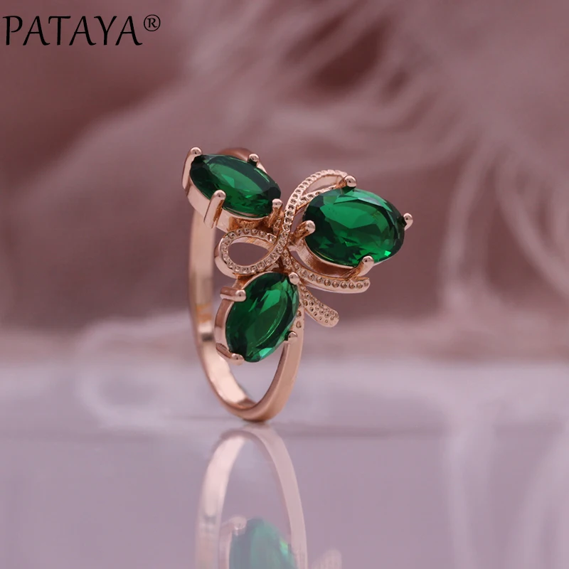 PATAYA New Flower Style Natural Zircon Women Sets 585 Rose Gold Color Dangle Earrings Wedding Party Fine Fashion Jewelry Set