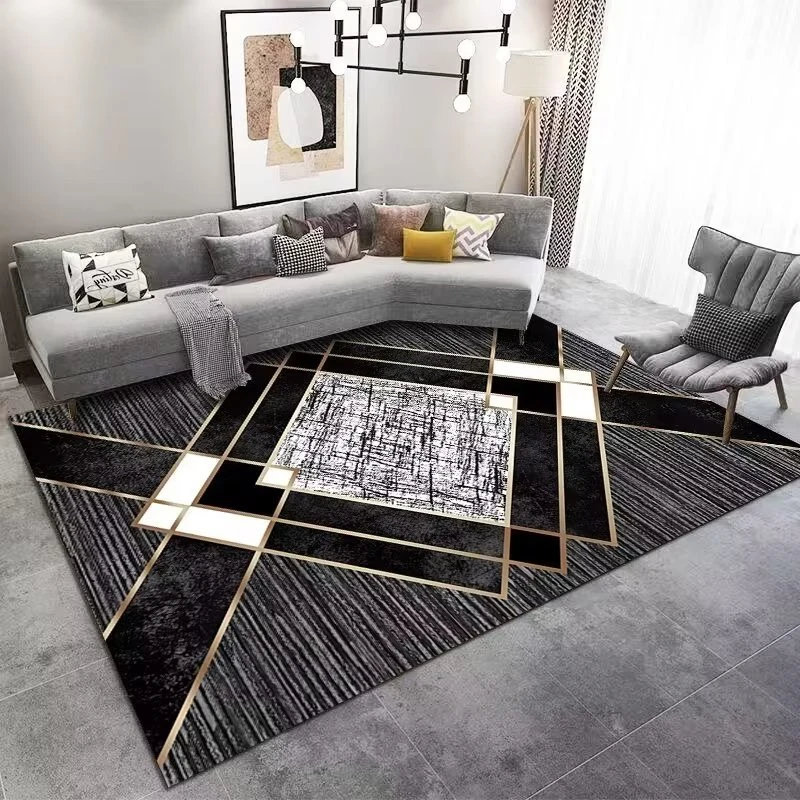 Marble Large Carpet for Living Room 160x230 Black Light Luxury Decoration Study Area Rug Washable Y2k Bedroom Home Mats Non-slip