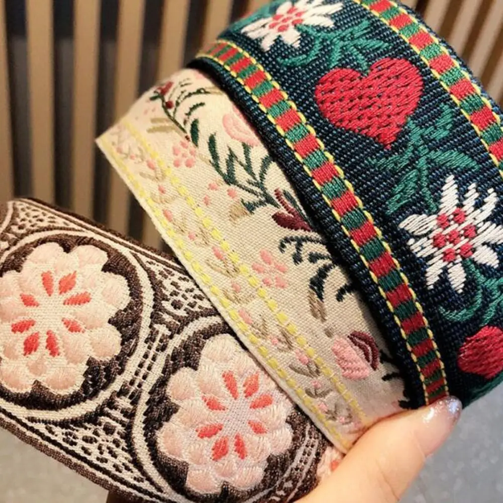 Новая тканевая этническая повязка для волос с цветной вышивкой, ободок с цветком и листьями, женская повязка на голову