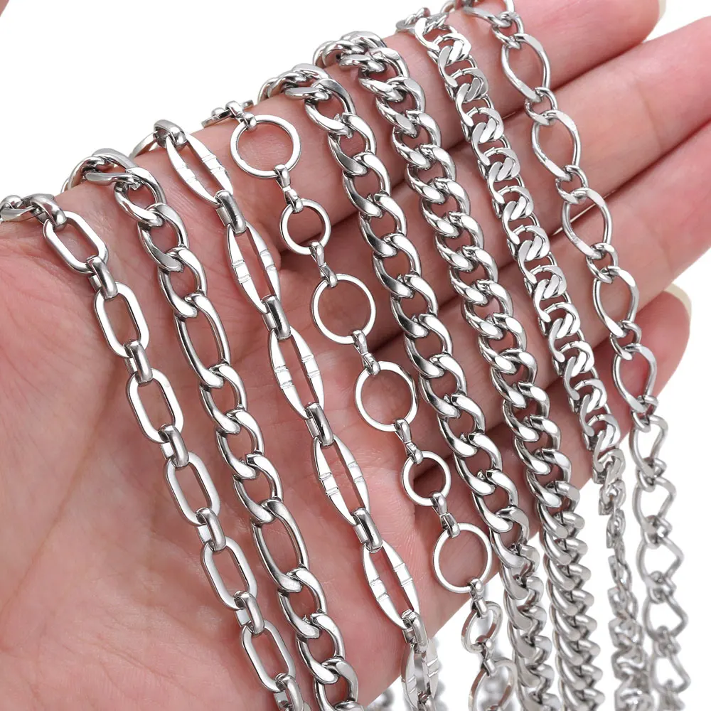 1 Meter lange Punk-Kubanerkette aus Edelstahl für die Schmuckherstellung, Nadelarbeiten, DIY-Halskette, Armband, Schmuckkette, Bastelbedarf – Detail 1