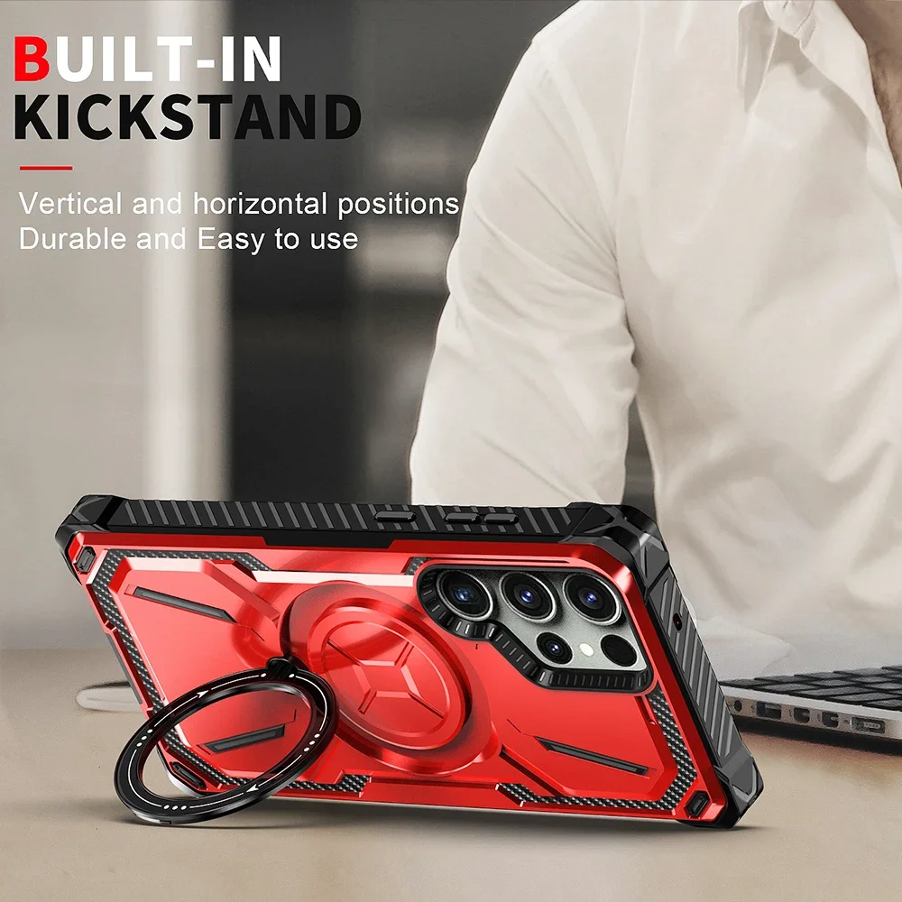 حافظة متينة لكامل الجسم لهاتف سامسونج S24 S23 Ultra حافظة مدرعة حامل مغناطيسي غطاء شحن لاسلكي لهاتف جالاكسي S23 S22 S21 Plus Capa #3