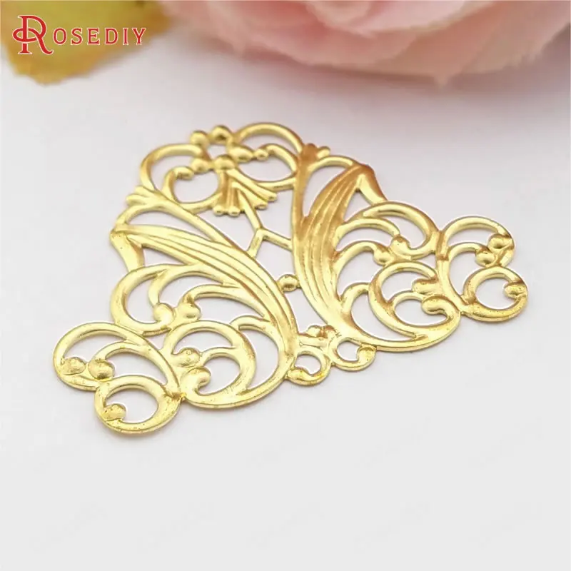 (F756)20 pieces 37x29mm Not plated color Brass Decorative Spacer Diy Jewelry Findings Accessories Wholesale