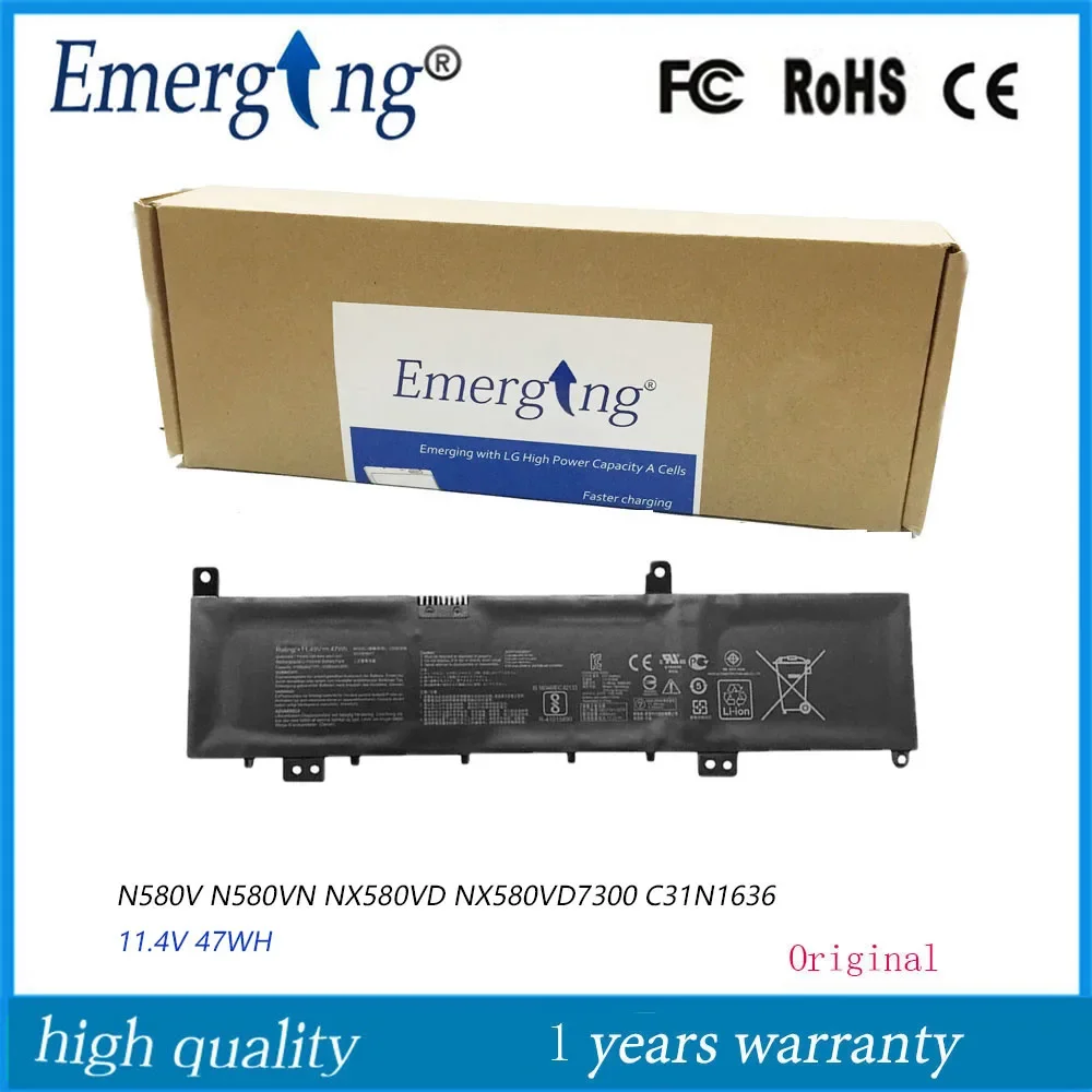 Imagem -01 - Bateria Original do Portátil para Asus C31n1636 N580v N580vn Nx580vd Nx580vd7300 11.4v 47wh Novo bateria original do portatil para asus c31n1636 n580v n580vn nx580vd nx580vd7300 114v 47wh novo 01
