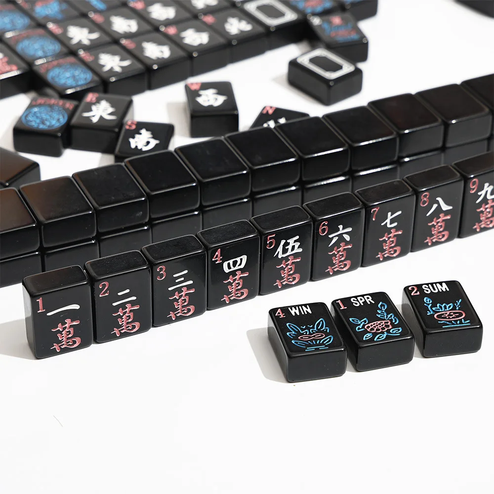 HYS pure black American hand rubbing mahjong leisure and entertainment acrylic mahjong American mahjong tiles