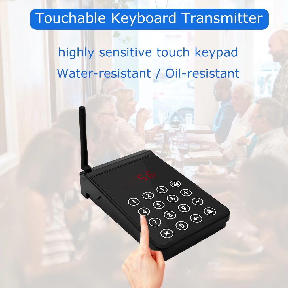 Imagem -06 - Jingle Bells-wireless Restaurante Garçom Pager Sistema Teclado 10 Pagers Charger Base Chamando Serviço de Filas Buzzer