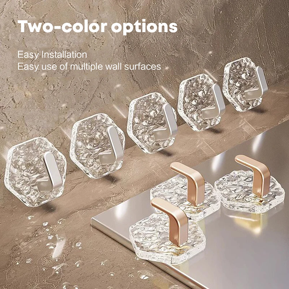 10/20/30pcs Clear Stickys Wall Hooks for Home Kitchen Bathroom Luxury Ripple Design Heavy-Duty Adhesive Hooks Strong-Hold