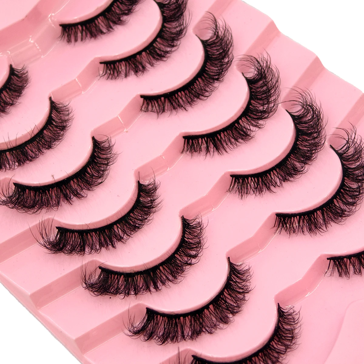 7 pairs Slant Flying Mink Eyelash Natural Eyelash Russian Striped Eyelash False Eyelash Transparent TapeNatural Appearance