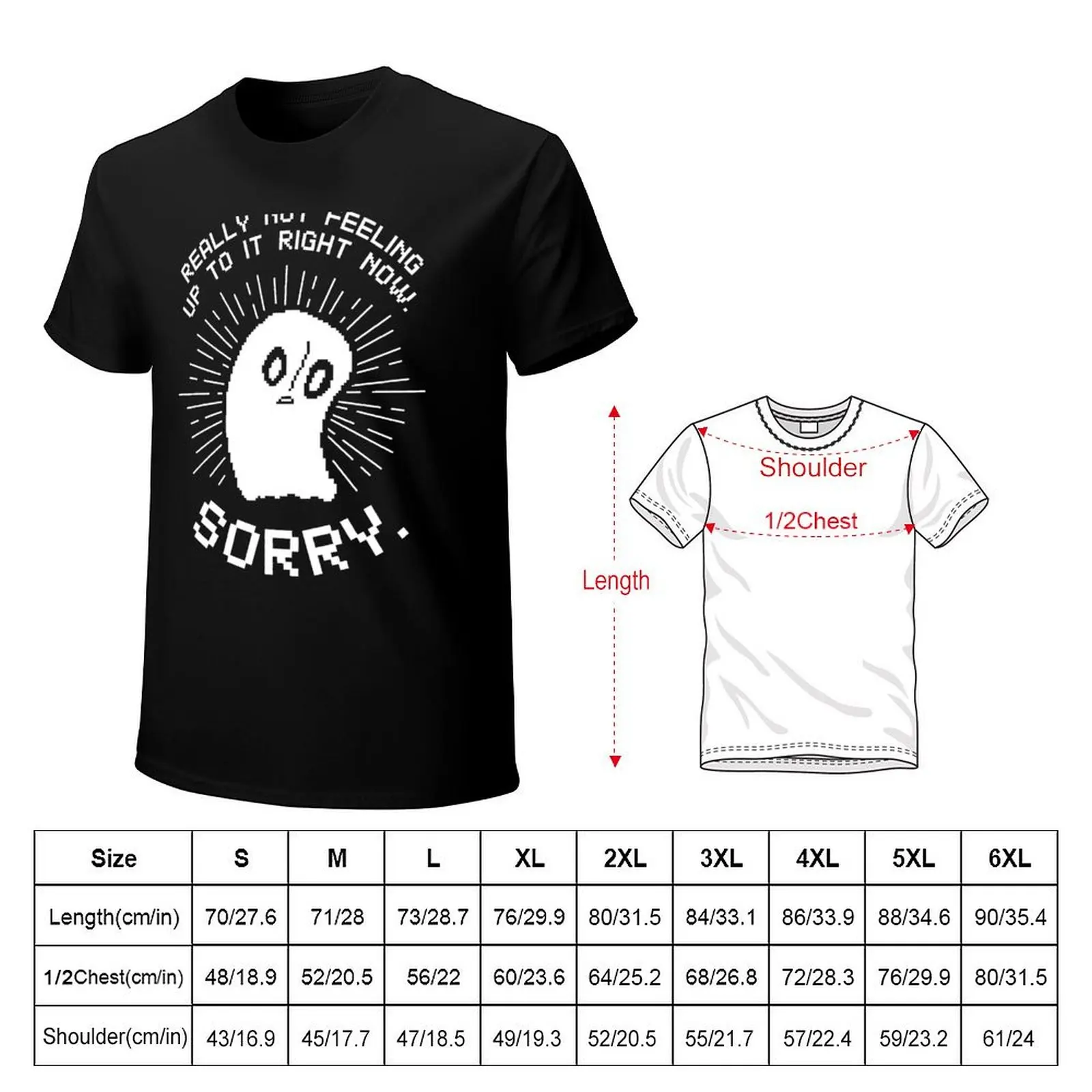 Napstablook Not Feeling Up To It T-Shirt Plus Size Summer Casual T-Shirt
