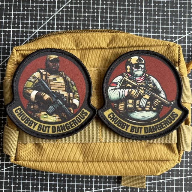 Chubby But Dangerous Tactical Badge Army Infantry Patch Printing Hook and Loop Soldier Morale Armband Military Backpack Sticker