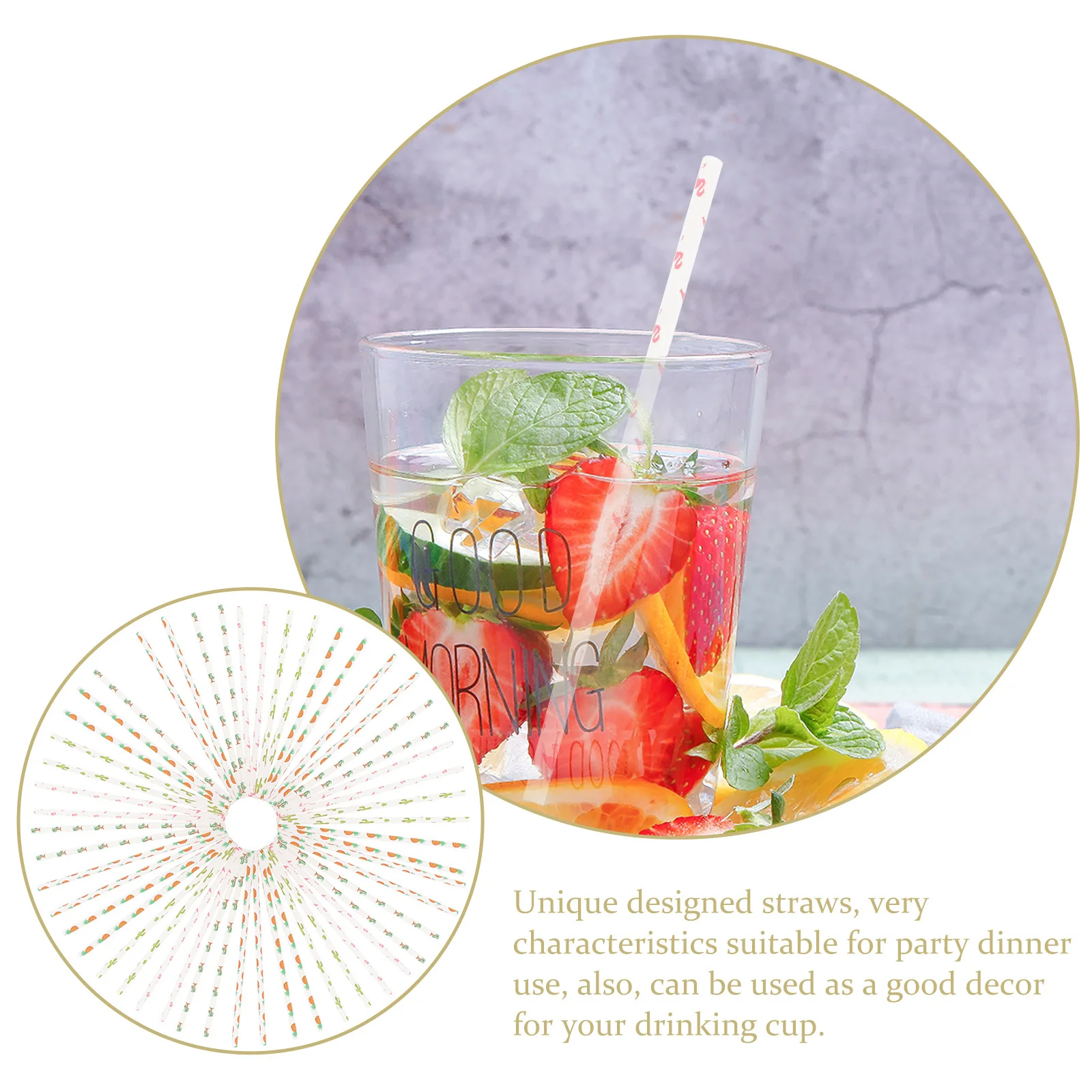 

100pcs Disposable Paper Straws Pineapple Cactus Cocktail Drinking Bright Colors Summer Luau Wedding Party Decorations Kitchen