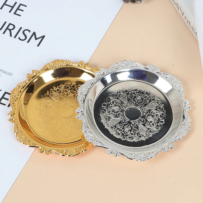الفضة الذهبي الحديد صينية لوحة لامعة للزينة الحلي بوفيه كعكة الفاكهة لوازم الحفلات الحلوى أشتات تخزين لوحات