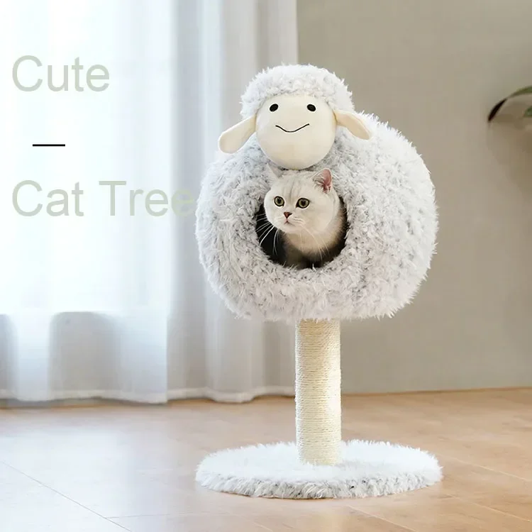 Plush Lamb Cat Climbing Frame Small Tree Nest Scratching Post Little