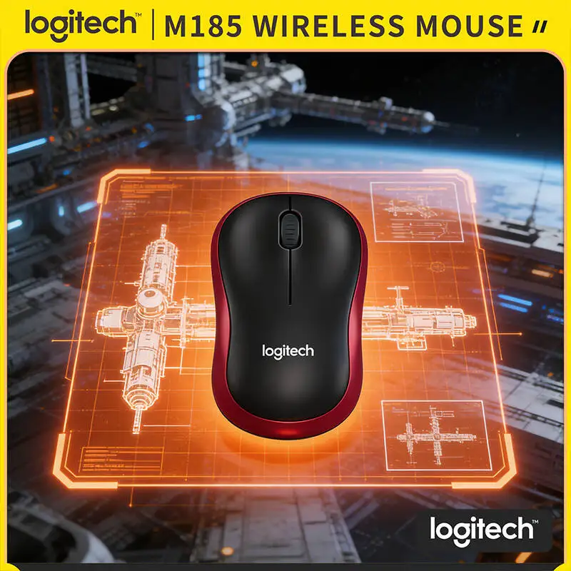 

Мышь для ноутбука Logitech M185 с энергосбережением, автоотключением, 12-месячным сроком службы батареи, радиусом действия 10 м, 3 кнопками, функцией прокрутки, для дома, работы и учебы