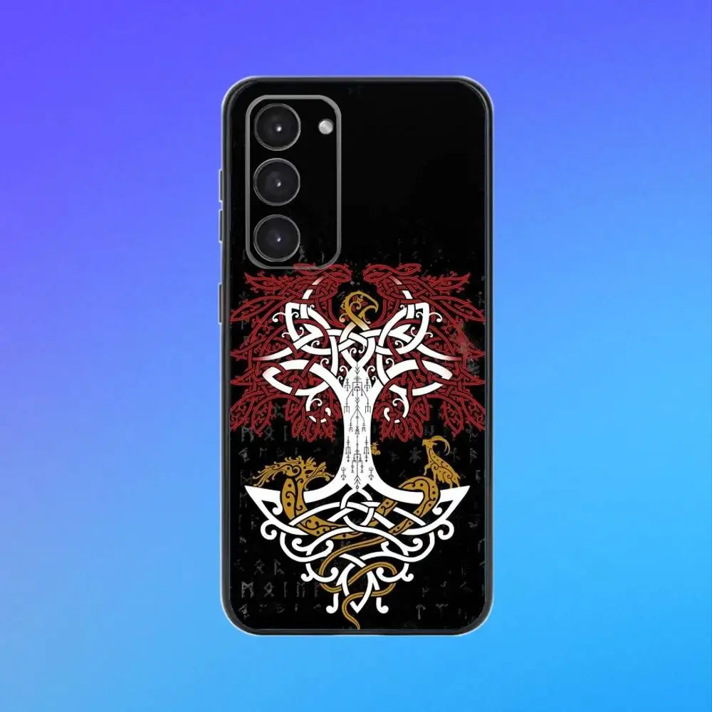 Tree of life Y-Yggdrasil Phone Case For Samsung A73,A72,A71,A70,A53,A52,A51 Black Soft Case