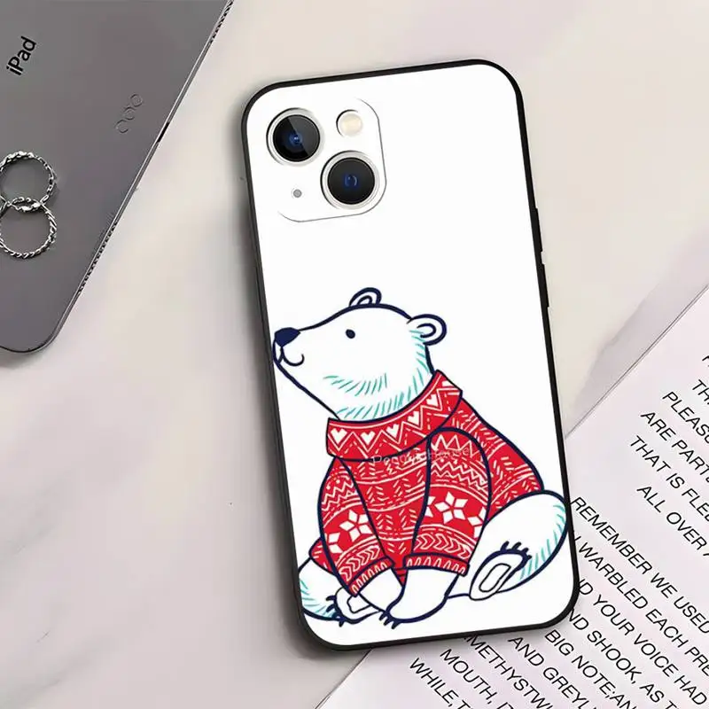 Christmas Polar Bears Phone Case For Apple IPhone 13Pro Max 12 11 14 Mini Xs X Xr 7 8 6 Plus Se 2020 Shockproof Back Cover