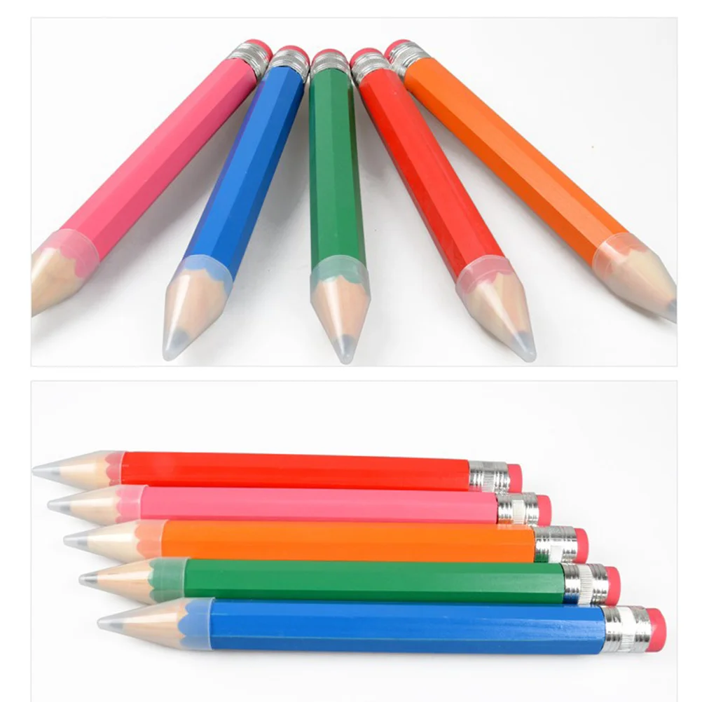 2pcs 33cm Wooden Pencil Large Drawing Writing Painting Mark Pencil Stationery Props (Random Pink Color System)