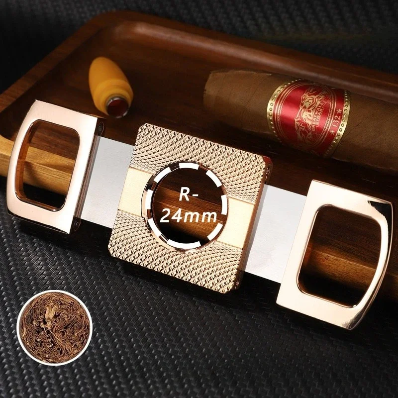 Luxury Cigar Cutter with Double Stainless Steel Blades, Precision Clean Cut Portable Cigar Scissors, Ideal Gift for Cigar Lovers