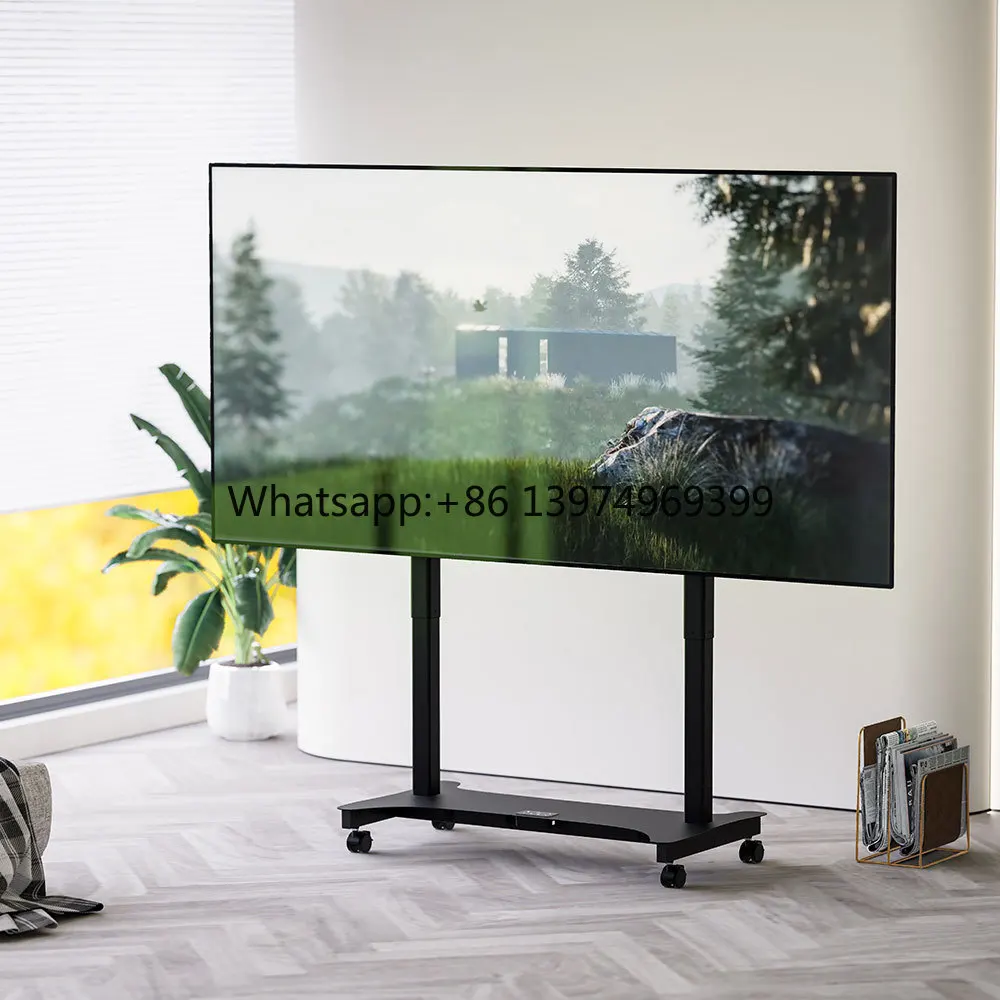 2025 New Height Adjustable Rolling TV Cart Mobile TV Stand Trolley for 65 to 100 Inch TV