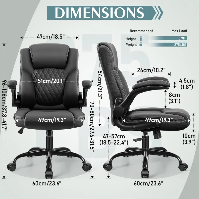Leather Office Chair, PU Home Computer Desk Chairs with Ergonomic Back Support, 360°Swivel Free，Small Gmaing Chair
