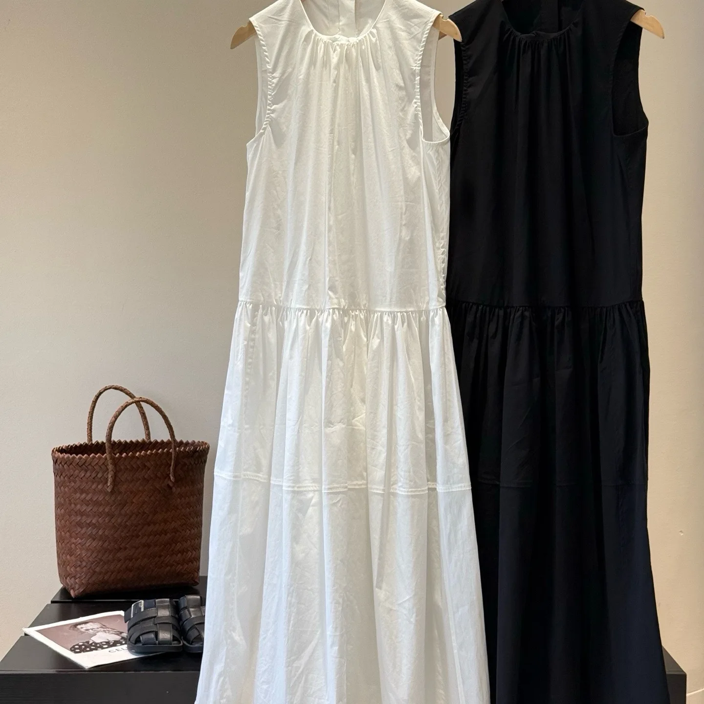 

Длинное летнее платье-жилет Wood Giant 2200 без рукавов с круглым вырезом и сборками, базовое, элегантное, в стиле Хепберн, для женщин