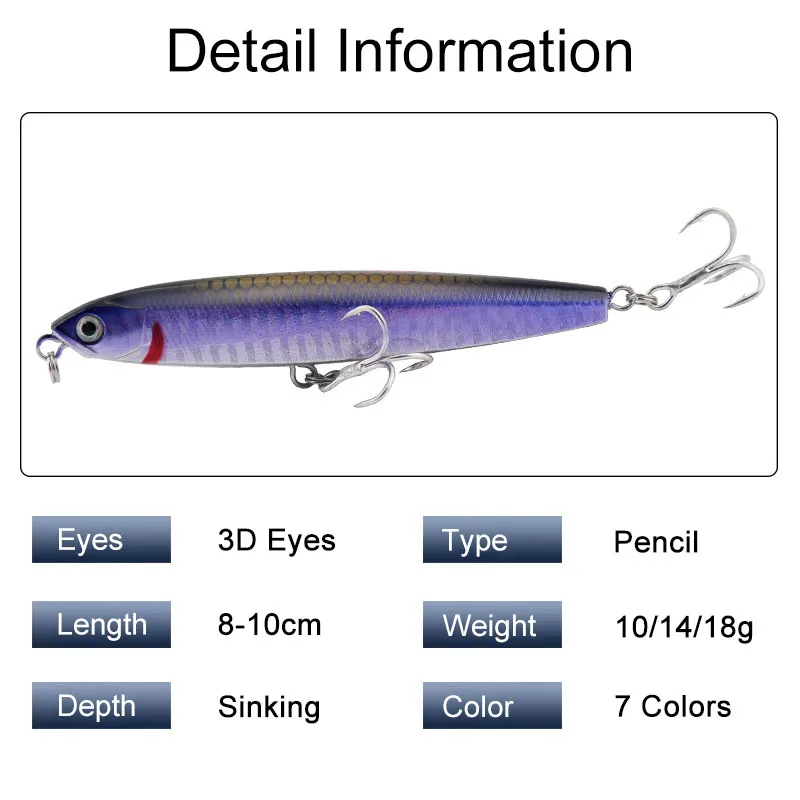 1 PC Fishing Lure Sinking Pencil Long Shoot Wobbler Hard Fishing Bait 10/14/18g Ocean River Artificial Vibration Fishing Bait