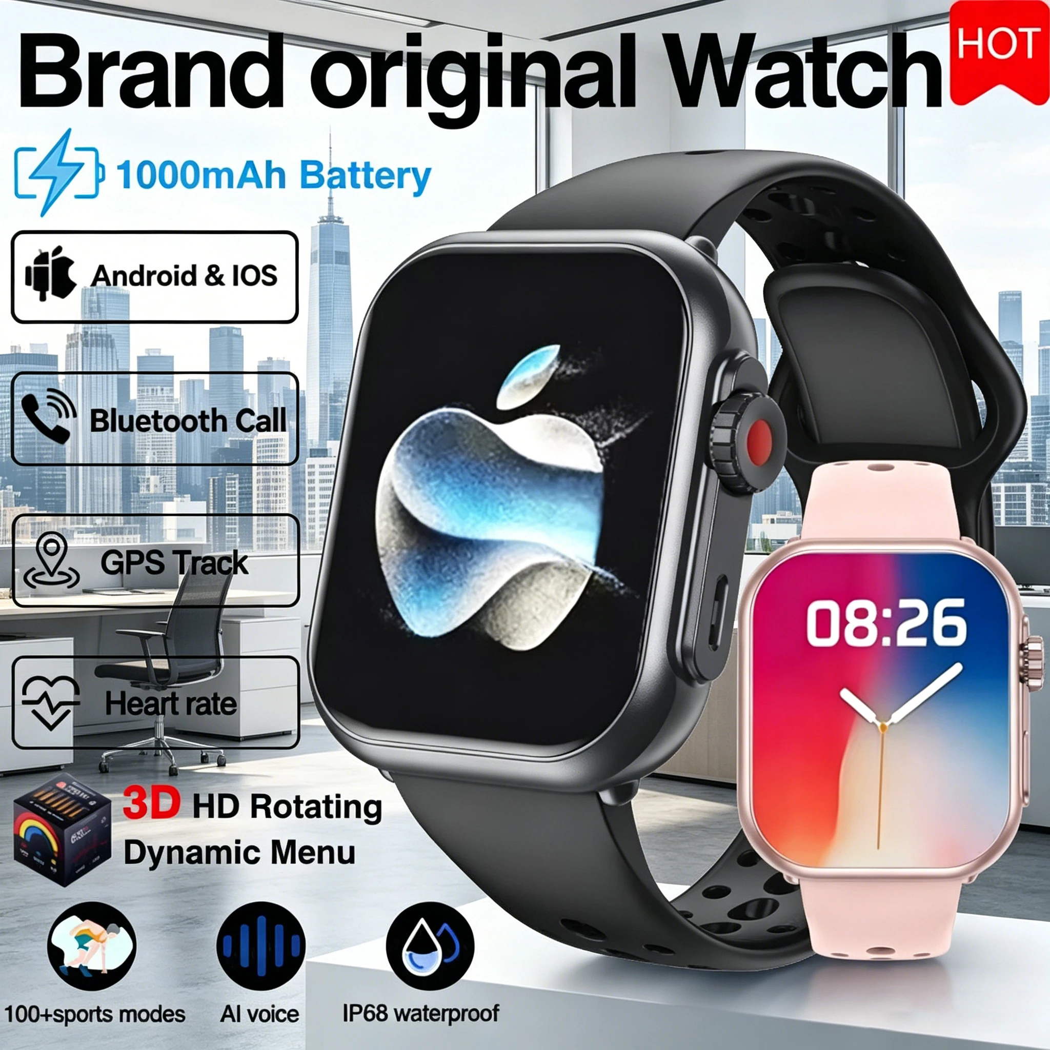 

Watch Ultra 2 SE Men Women Smart Bracelet 1000mAh Battery GPS AMOLED Display Bluetooth Call Sport Waterproof Smart Watch For IOS