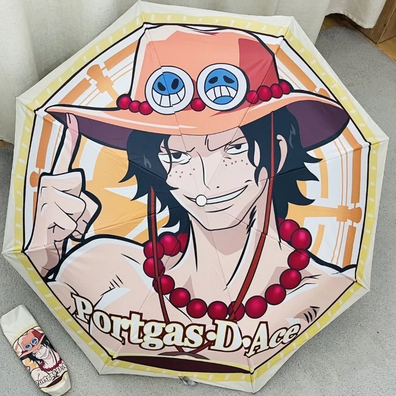 One Piece anime Kawaii Luffy Zoro Ace Chopper fully automatic umbrella rain or shine sunshade folding umbrella gift wholesale