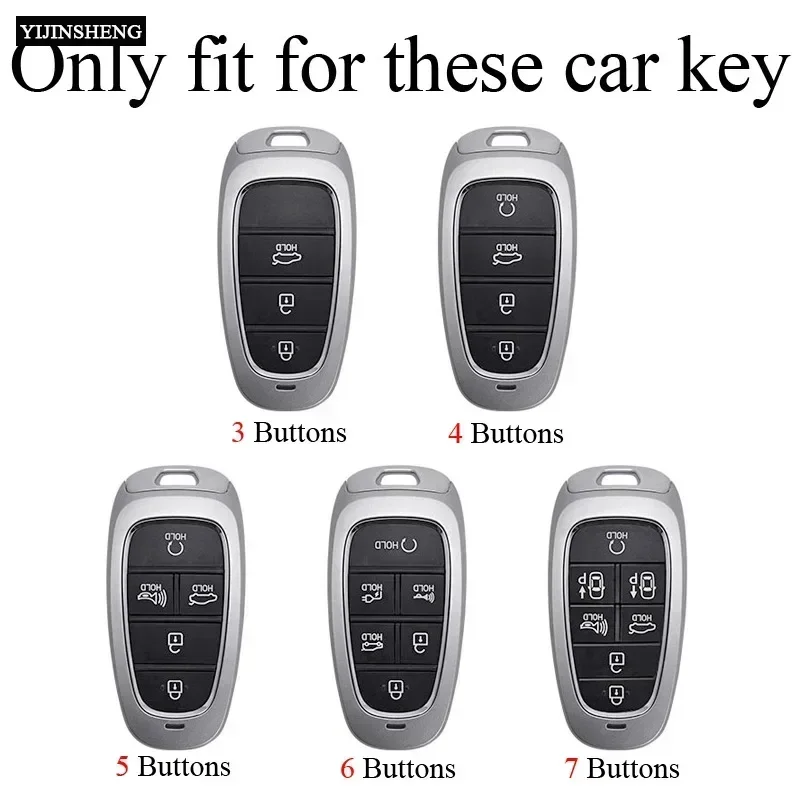 Zinc Alloy + Leather Car Key Case Cover For Hyundai Sonata Sel Ev 6 Ev 8 IONIQ 5 Nexo DN8 Fe Tucson Sonata Staria NX4 Ioniq