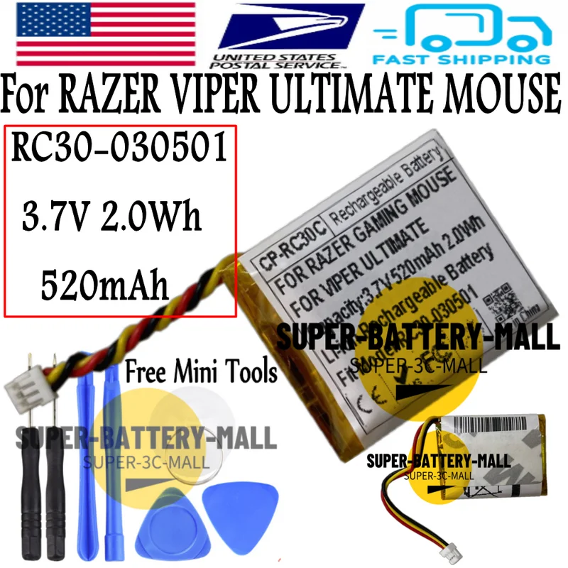 

USPS Repair Battery For RAZER VIPER ULTIMATE WIRELESS GAMING MOUSE RC30- 030501