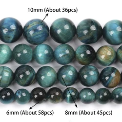 8mm Natural Blue Tiger Eye Stone Beads Round Loose Beads For Jewelry Making DIY Charm Bracelet Accessories 15inches