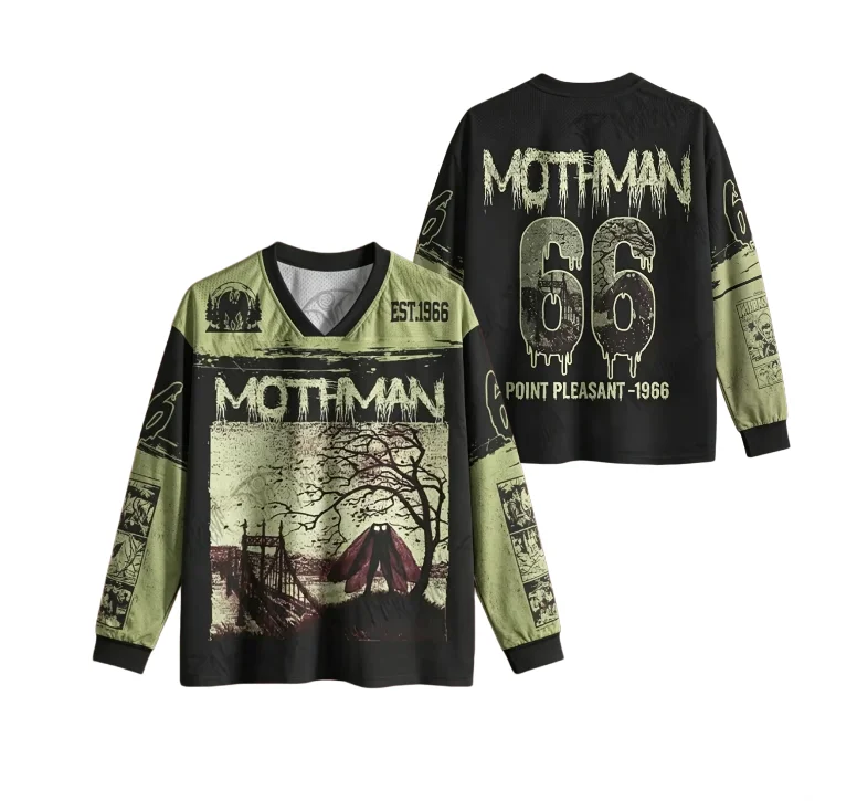 Vintage Horror Creature Graphic Long Sleeve Jersey Straight Cuff Gothic 3D Print Sports Tee Women's T-shirt Men's T-shirt Y2k