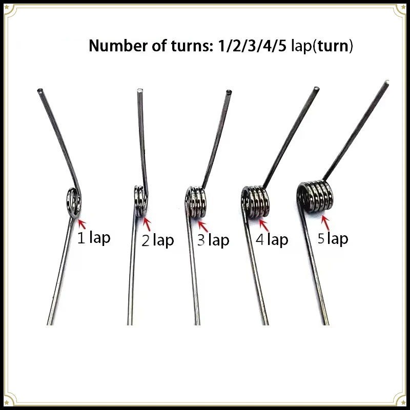 10PCS SUS 304 Stainless Steel Left Hand Torsion Spring, 0.8mm Wire Diameter V Shape Reset Return Spring, 1-5 Coils Optional