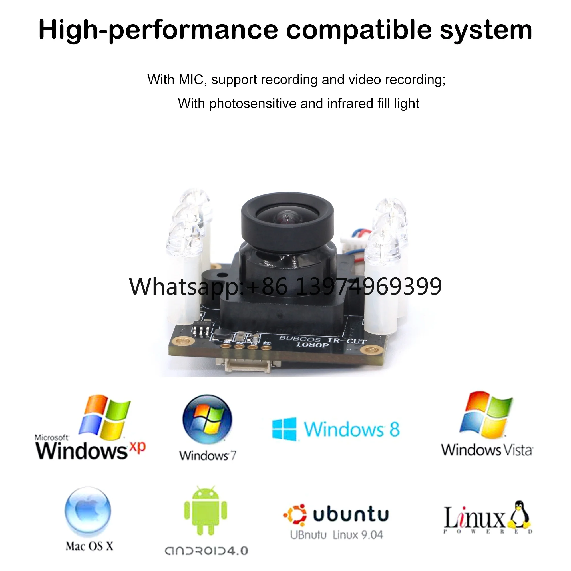 1080P Low-Light 850mn IR-CUT Security Camera Module 2MP Infrared Night Vision ATM Industrial Camera Modules With Led