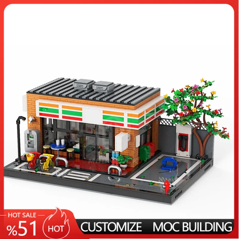 2117Parts Urban Street Convenience Store Modular Building Blocks MOC Model DIY Shop Scene Toy Collection Birthday Gift For Fans