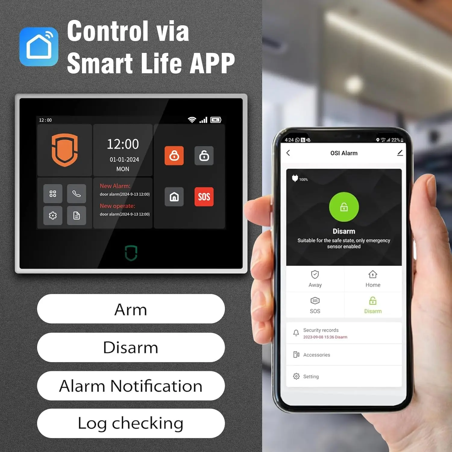 Wolf-guard 7 polegadas tela sensível ao toque wifi 4g tuya smartlife sistema de alarme doméstico kit de proteção de segurança sem fio com sensores sirene