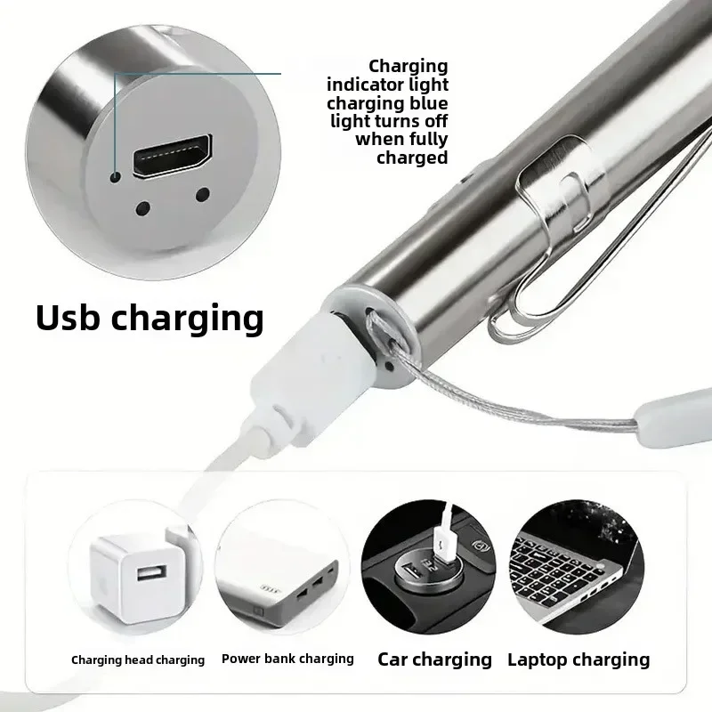 미니 휴대용 의료용 핸드헬드 LED 펜 라이트 플래시라이트 USB 충전식 치과 간호사 플래시라이트 충전식 경량 사용이 간편함